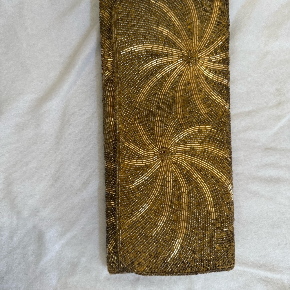 Gold Beaded Clutch with Spiral Beadwork